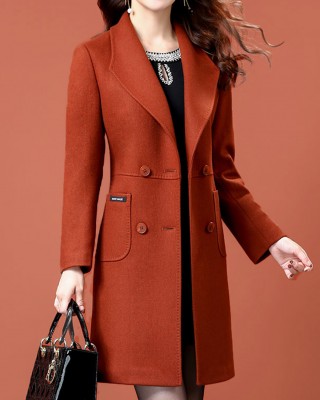 Loose fitting Korean suit collar alpaca wool jacket HF2320-02-01